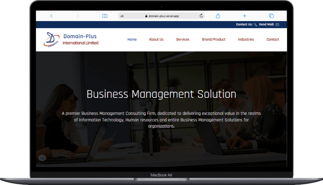 Landing page preview for the Domain Plus website